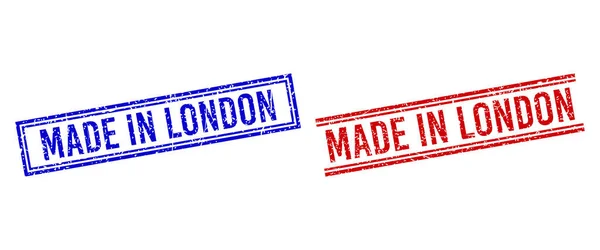 Grunge texturizado MADE IN LONDON Selos com linhas duplas —  Vetores de Stock