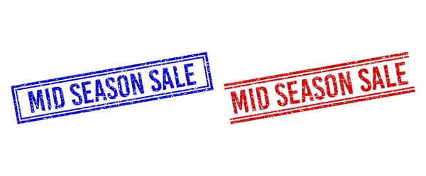 Грандж текстурований MID SEASON SALE Seal з подвійними лініями — стоковий вектор