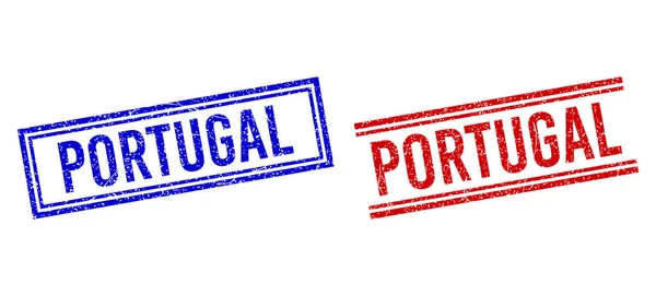 Distress Gestructureerde PORTUGAL Seal met dubbele lijnen — Stockvector