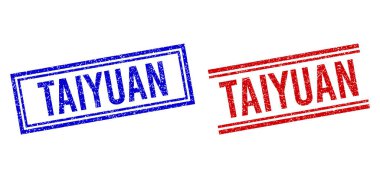 Grunge desenli TAIYUAN Çift Çizgili Damga Mührü