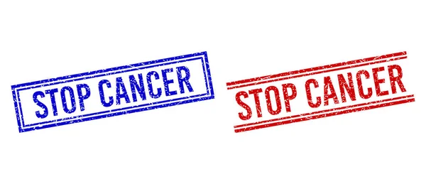 Sello con textura de goma STOP CANCER con líneas dobles — Vector de stock