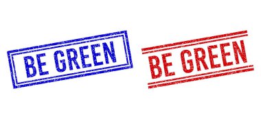 Grunge desenli Çift Çizgili Yeşil Mühür