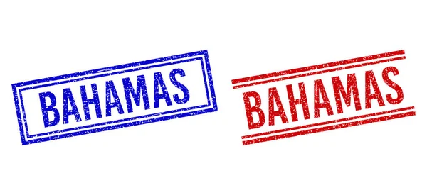 Distress gestructureerde BAHAMAS postzegels met dubbele lijnen — Stockvector