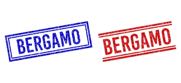 Grunge texturerad BERGAMO tätning med dubbla linjer — Stock vektor