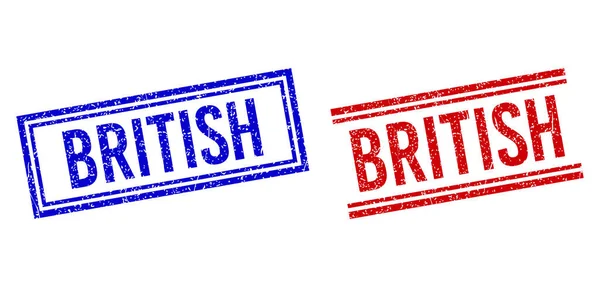 Selo BRITISH texturizado Grunge com linhas duplas —  Vetores de Stock