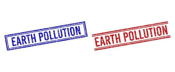 Zerkratzte strukturierte EARTH POLLUTION Dichtung mit doppelten Linien — Stockvektor