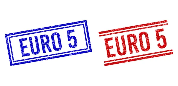 Sello de caucho texturizado EURO 5 con líneas dobles — Vector de stock