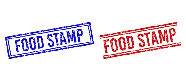 Distress Textured FOOD STAMP Seals with Double Lines — Stock Vector