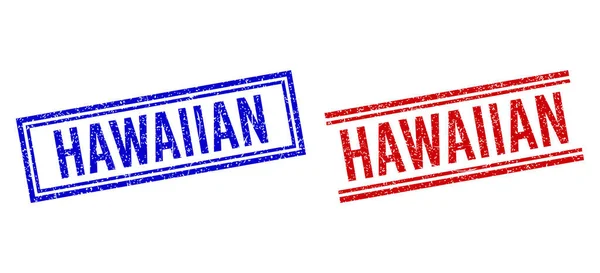 Grunge Texturé HAWAIIAN Stamp Seals avec lignes doubles — Image vectorielle