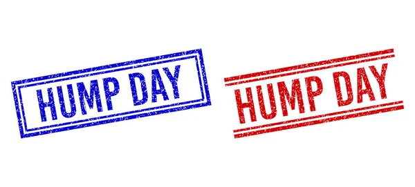 Gescheurde getextureerde HUMP DAY stempelzegels met dubbele lijnen — Stockvector