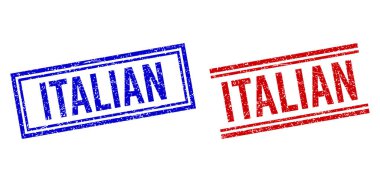 Grunge desenli İTALYAN Çift Çizgili Damga Mührü