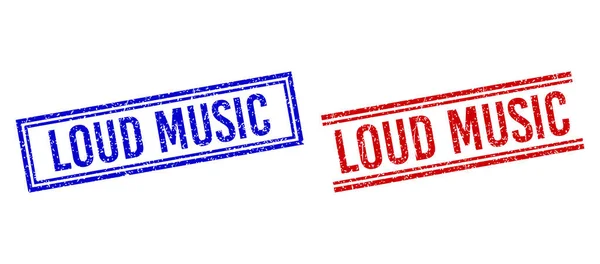 Ξυστό υφασμένο Loud μουσική σφραγίδα με διπλές γραμμές — Διανυσματικό Αρχείο