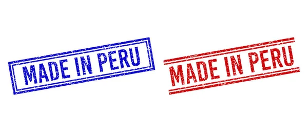Texturierte MADE IN PERU-Briefmarken mit doppelten Linien — Stockvektor