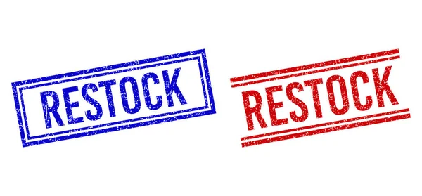 Sigillo RESTOCK strutturato graffiato con doppie linee — Vettoriale Stock