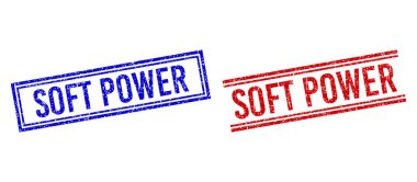 Grunge desenli çift çizgili SOFT POWER Mührü