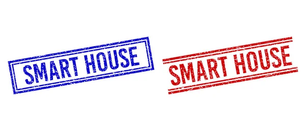 Резиновая текстурированная печать SMART HOUSE с двойными линиями — стоковый вектор