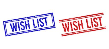 Grunge desenli Dilek Listesi Çift Çizgili Mühür