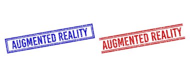 Grunge Kalıplı AUGMENTED Gerçeklik Damgası Çift Çizgili Mühürler