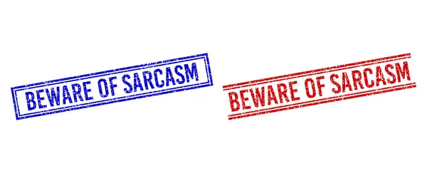 Гумові текстури BEWARE OF SARCASM Штампи з подвійними лініями — стоковий вектор