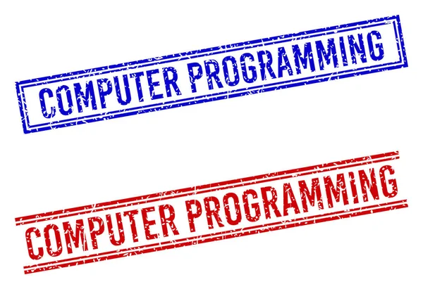 Caoutchouc texturé PROGRAMMATION D'ORDINATEURS Timbres avec lignes doubles — Image vectorielle