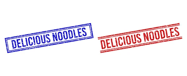 Selo de borracha texturizado de NOODLES DELICIOSOS com linhas duplas —  Vetores de Stock