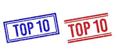 Grunge Kalıplı Zirve 10 Çift Çizgili Damga Mührü