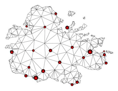 Antigua Adasının Çokgen Kablo Çerçevesi Ağ Vektör Haritasını Kilitle