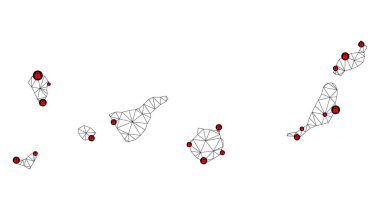 Kanarya Adaları 'nın Çokgen Kablo Çerçevesi Ağ Vektör Haritasını Kilitle