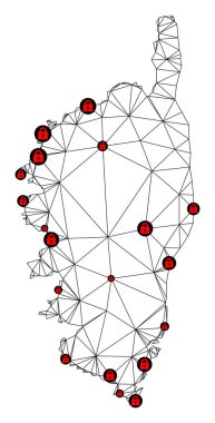 Korsika Çokgen Gövdesi Ağ Vektör Haritasını Kilitle