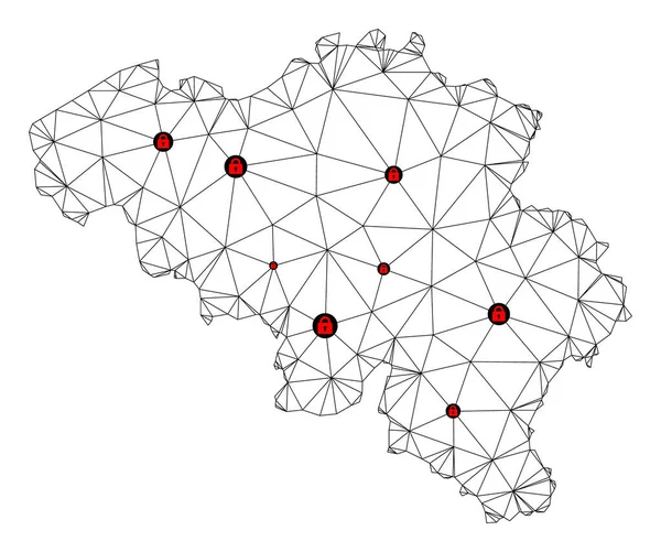 Векторная карта многоугольной сети блокировки Бельгии — стоковый вектор