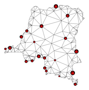 Kongo Demokratik Cumhuriyeti Poligonal 2D Ağ Vektör Haritasını Kilitle