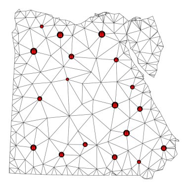Mısır 'ın Çokgen 2D Ağ Vektör Haritasını Kilitle