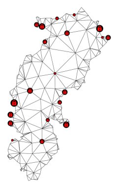 Chhattisgarh Durumu Çokgen Ağ Vektör Haritasını Kilitle