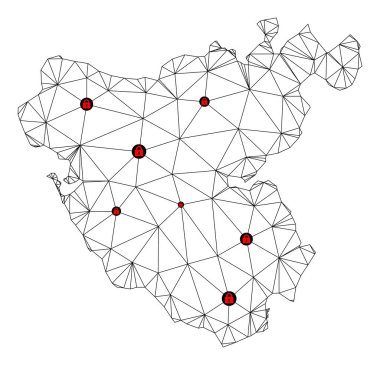 Cadiz Eyaleti Çoklu Gövde Ağ Vektör Haritasını Kilitle