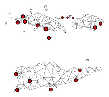 Amerikan Virjin Adaları 'nın Çokgen 2D Ağ Vektör Haritasını Kilitle