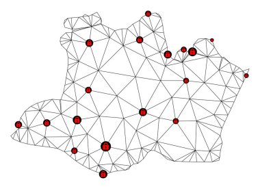 Amazonas Eyaletinin Çokgen Kablo Çerçevesi Ağ Vektör Haritasını Kilitle