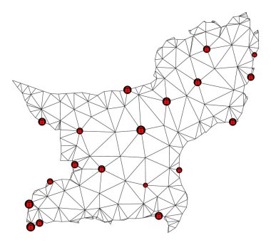 Polygonal 2D Balochistan Eyaleti Ağ Vektör Haritasını Kilitle