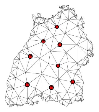 Baden-Wurttemberg Eyaletinin Çokgen 2B Ağ Vektör Haritasını Kilitle