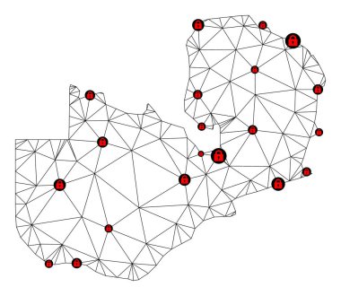 Zambiya Çokgen Ağ Vektör Haritasını Kilitle