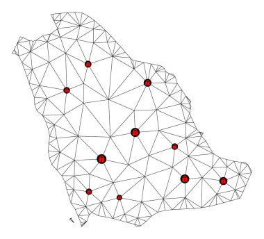 Suudi Arabistan 'ın Çokgen Kablo Çerçevesi Ağ Vektör Haritasını Kilitle