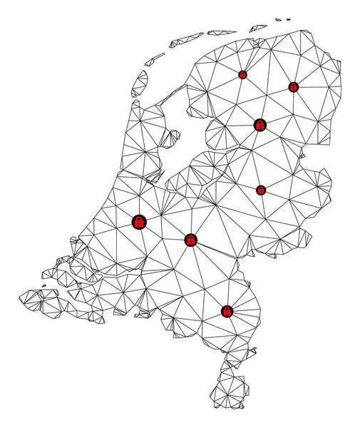 Векторная карта нидерландской многоугольной сети локаута — стоковый вектор