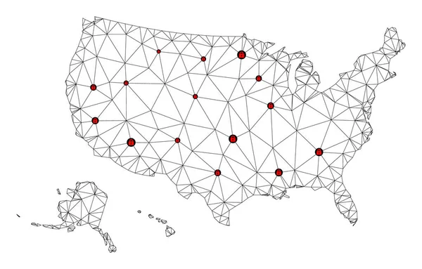Mapa Wektora Sieci Poligonalnych Zamkniętych Terytoriów USA — Wektor stockowy