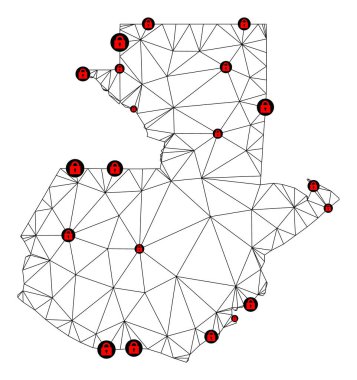 Guatemala 'nın Çokgen Kablo Çerçevesi Ağ Vektör Haritasını Kilitle