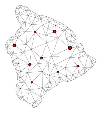 Hawaii Büyük Adası 'nın Çokgen 2D Ağ Vektör Haritasını Kilitle