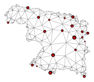 Zamora Eyaletinin Çokgen 2D Ağ Vektör Haritasını Kilitle