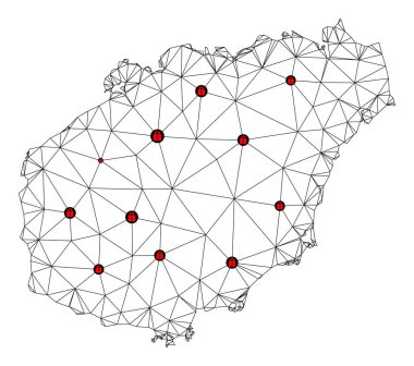 Hainan Adası 'nın Çokgen Gövdesi Ağ Vektör Haritasını Kilitle