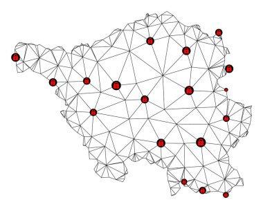 Saarland Eyaletinin Çokgen 2B Ağ Vektör Haritasını Kilitle