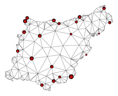 Gipuzkoa Eyaletinin Çokgen Gövde Ağ Vektör Haritasını Kilitle
