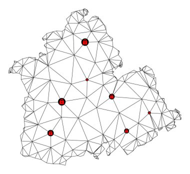 Sevilla Eyaleti Çoklu Gövde Ağ Vektör Haritasını Kilitle