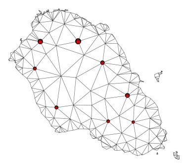Graciosa Adasının Çokgen Kablo Çerçevesi Ağ Vektör Haritasını Kilitle